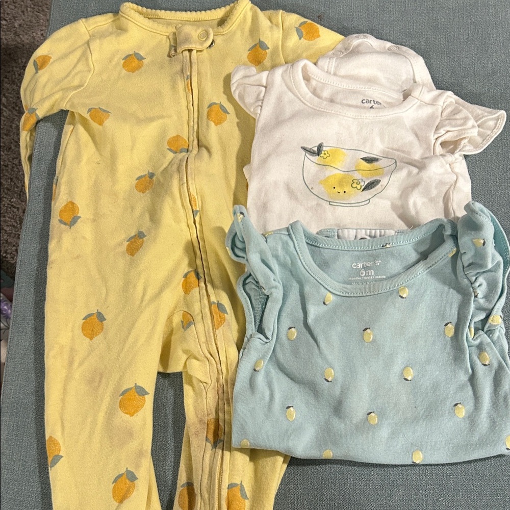 Carter's Yellow and Blue Lemon Baby Outfit Set